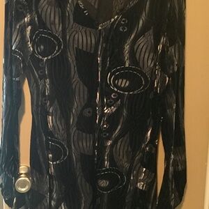 Black and Silver Velvet Burnout Tunic
